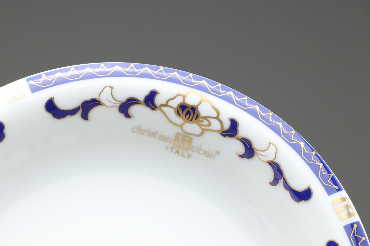 Christian Koban Italy | Tea Cup and Saucer Set of 2 | Navy Blue and Gold | Vintage Italian Porcelain | Floral Coffee Mug | Wedding Gift Idea