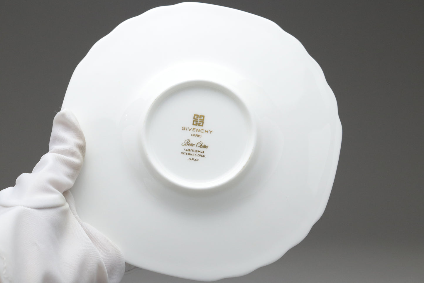 Givenchy Paris Bone China Cup and Saucer Set | Vintage White Gold Trim | Luxury Tea Coffee Mugs | French Designer Tableware | Chic Gift Idea