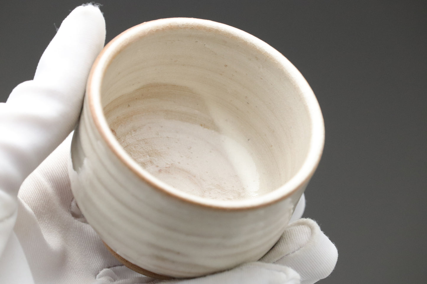 Japanese Sake Cup Ochoko | Miyajima Osunayaki | By Tosai | White Glaze Wabi Sabi Ceramic | Handmade Sake Gift | Aki Province Traditional Cups