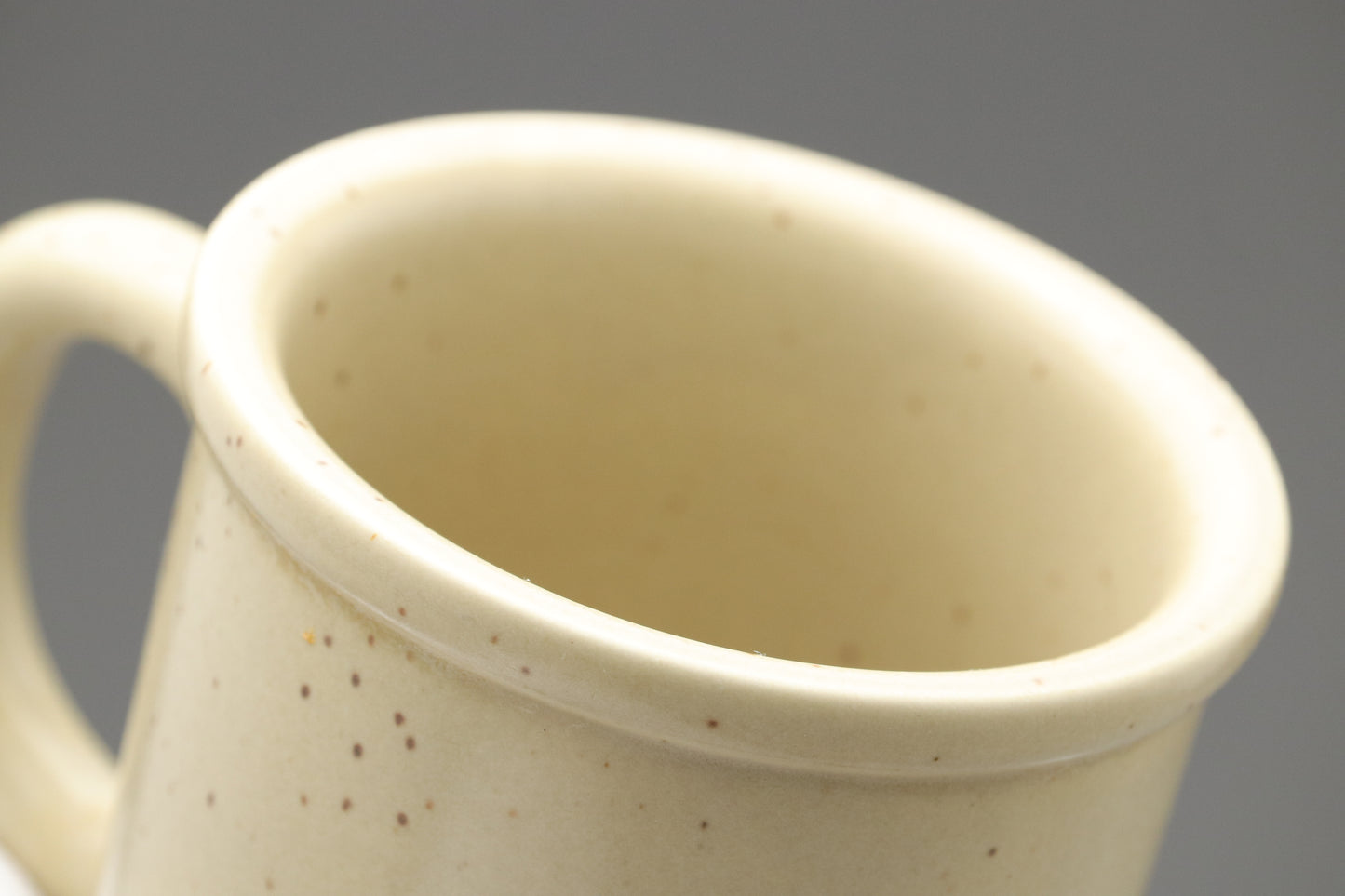 Takeshi Kaiko Festina Lente Mug Set | Japanese Ceramic Pottery | Rare Vintage Collectible | Coffee Cup Gift for Author Fans | Beige Speckled