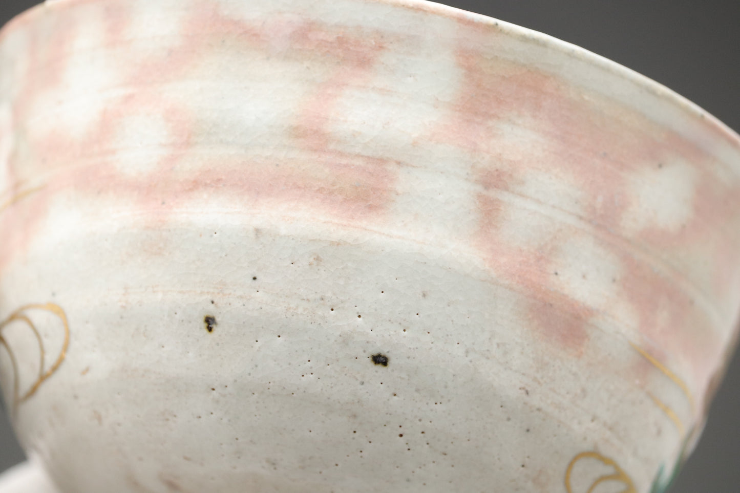 Japanese Kyoto Matcha Bowl | Tomosai Tanaka Kyo-Yaki | Handpainted Iris & Yatsuhashi | Tea Ceremony Chawan | Gold Detail | Japanese Pottery