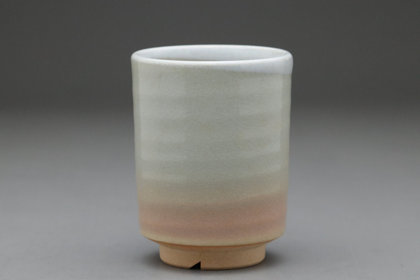 Hagi Ware Yunomi Tea Cup | White Crackle Glaze | Japanese Pottery | Handmade Pottery | Wabi Sabi Artisan Teaware | Cut Foot Stoneware Sipper