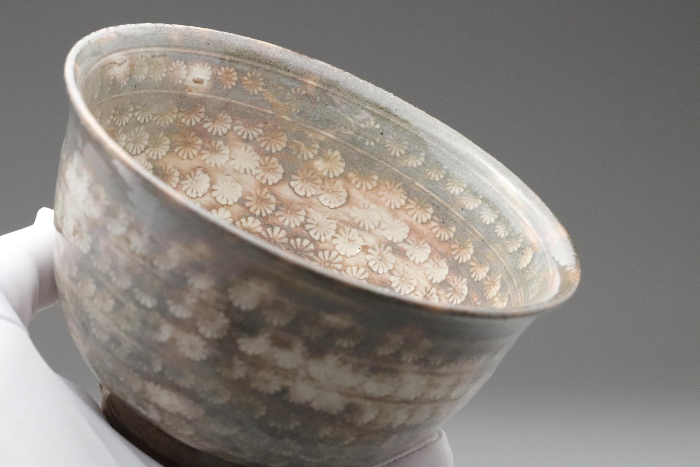 Mishima Ware Matcha Chawan | Korean Inlay Tea Bowl with Signed Box | Handcrafted Japanese Pottery | Wabi-Sabi Vintage Tea Ceremony Bowl