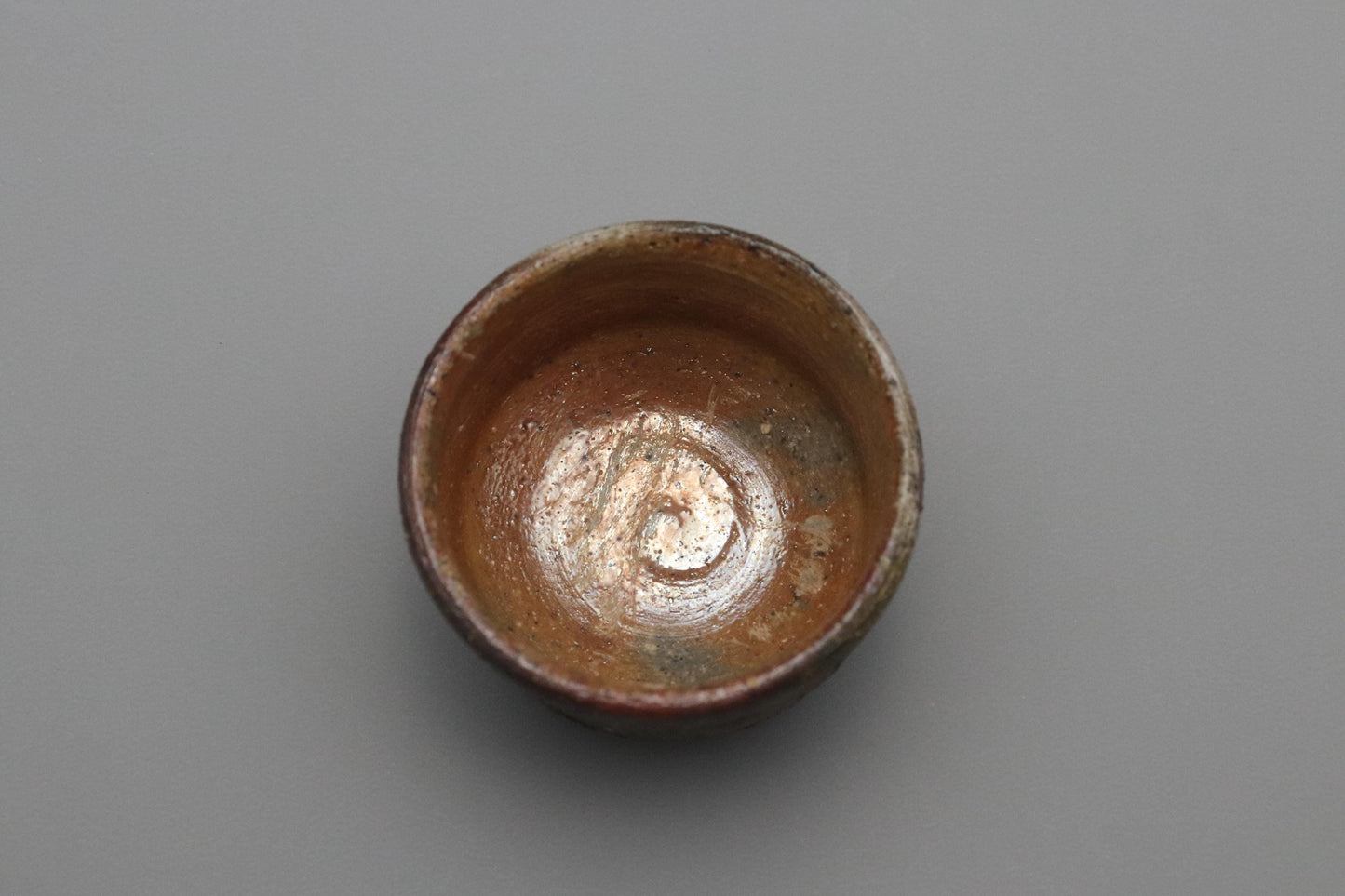 Bizen Sake Cup by Toju | Ash-Glazed Yakishime Ochoko with Signed Box | Wabi-Sabi Japanese Ceramic | Wood-Fired Shochu Sake Cup Vintage