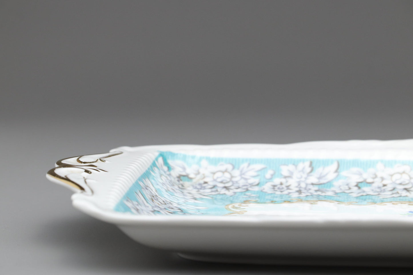 Royal Albert "Enchantment" Porcelain Serving Tray - Exquisite Vintage Blue Floral & Gold Handled Dish, English Bone China collectible