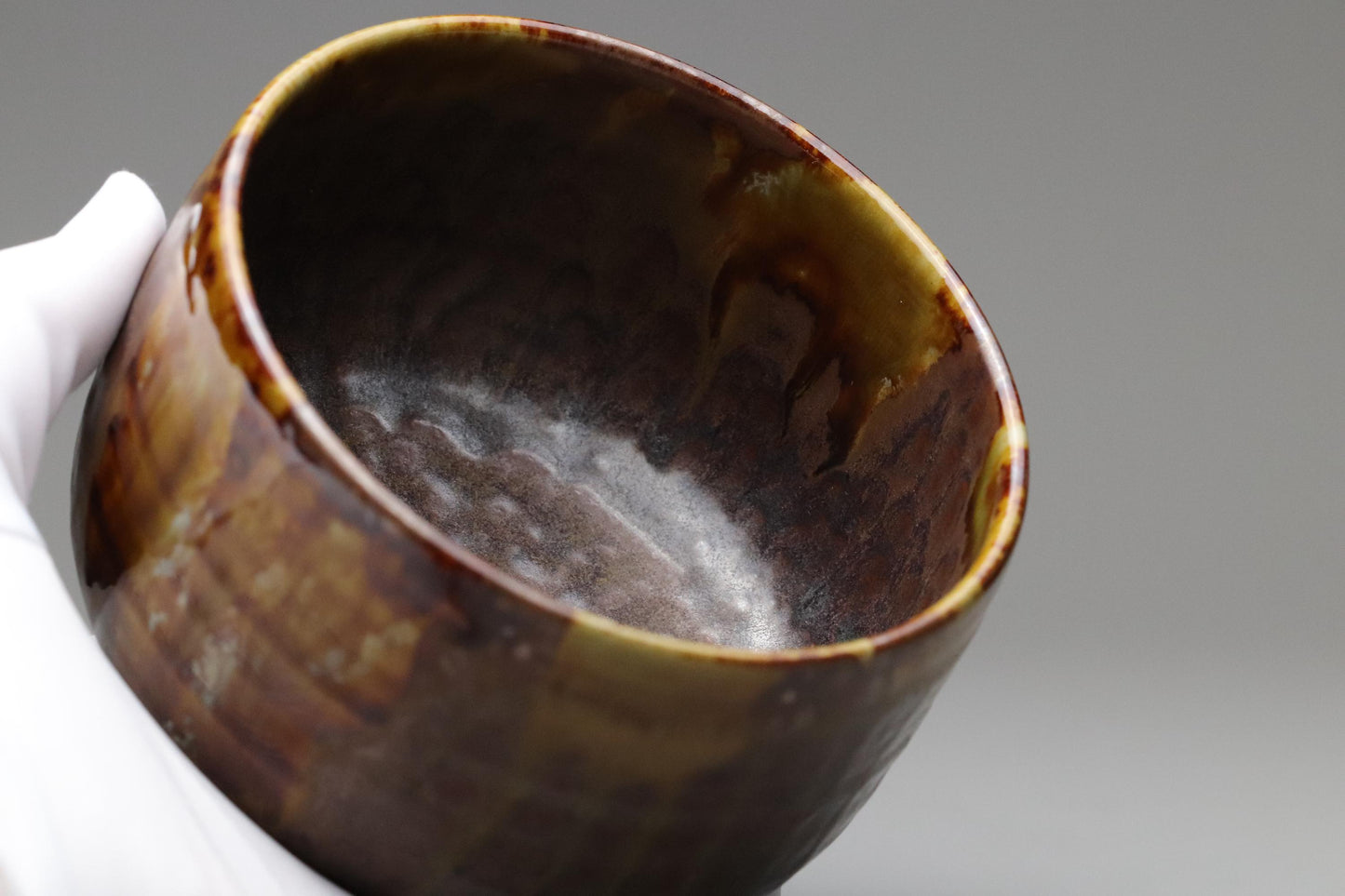 Takatori Ware Matcha Bowl – Japanese Chawan for Tea Ceremony with Signed Wooden Box Handcrafted Glazed Pottery with Traditional Kiln Finish