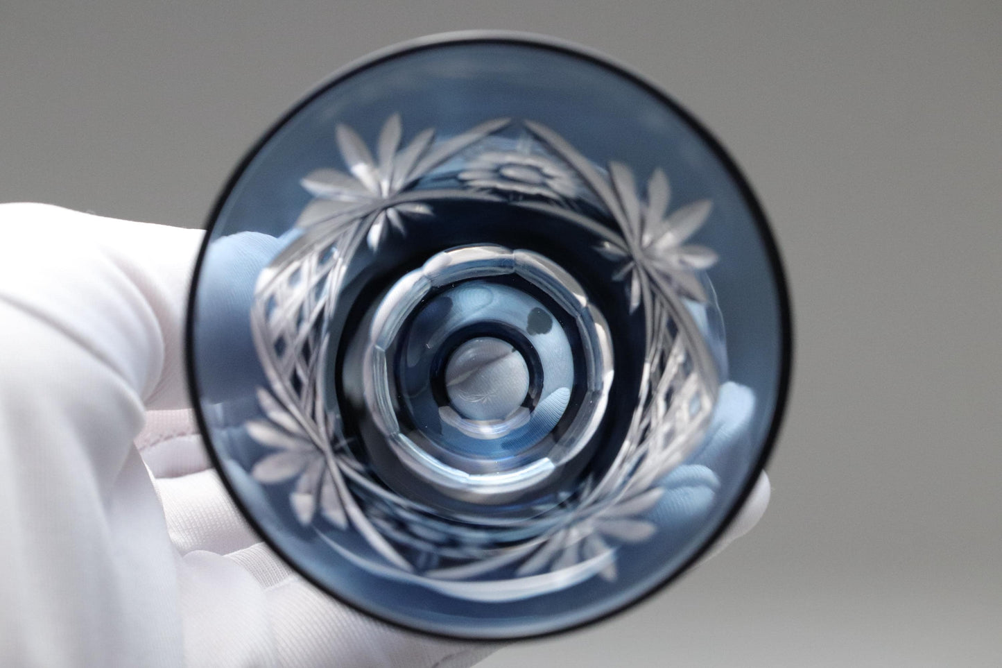 Japanese Cut Glass Goblets in Red and Blue – Edo-style Traditional Pattern Glassware – Elegant Drinkware for Whisky, Sake or Cocktails