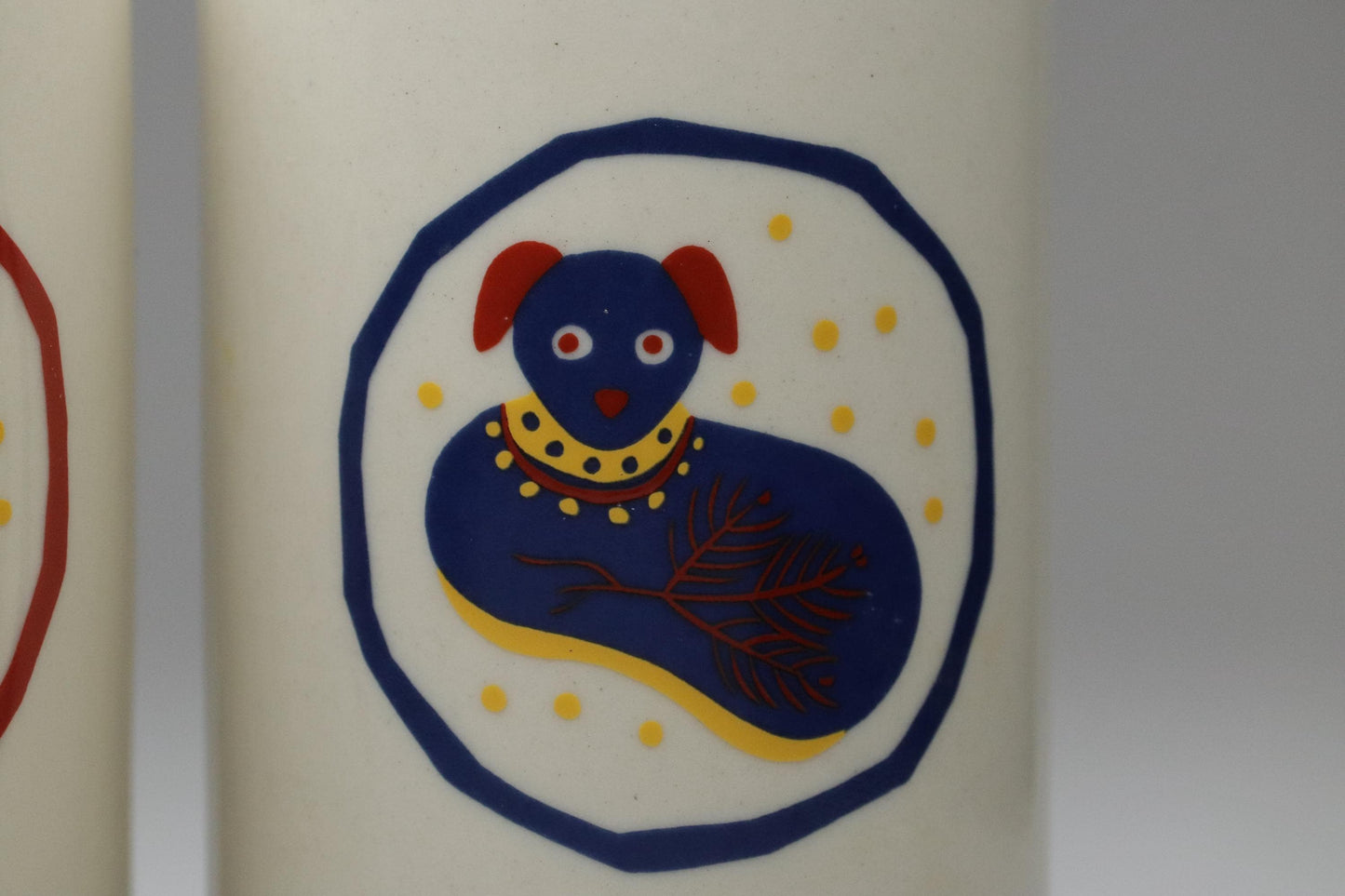 Lucky Dog Year of the Dog Japanese Yunomi Tea Cups Set of 3 by Tachikichi | Vintage Japanese Porcelain Tea Ceremony Collectibles