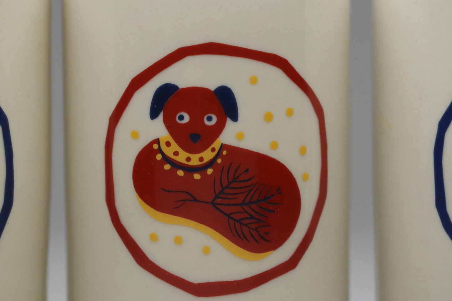 Lucky Dog Year of the Dog Japanese Yunomi Tea Cups Set of 3 by Tachikichi | Vintage Japanese Porcelain Tea Ceremony Collectibles