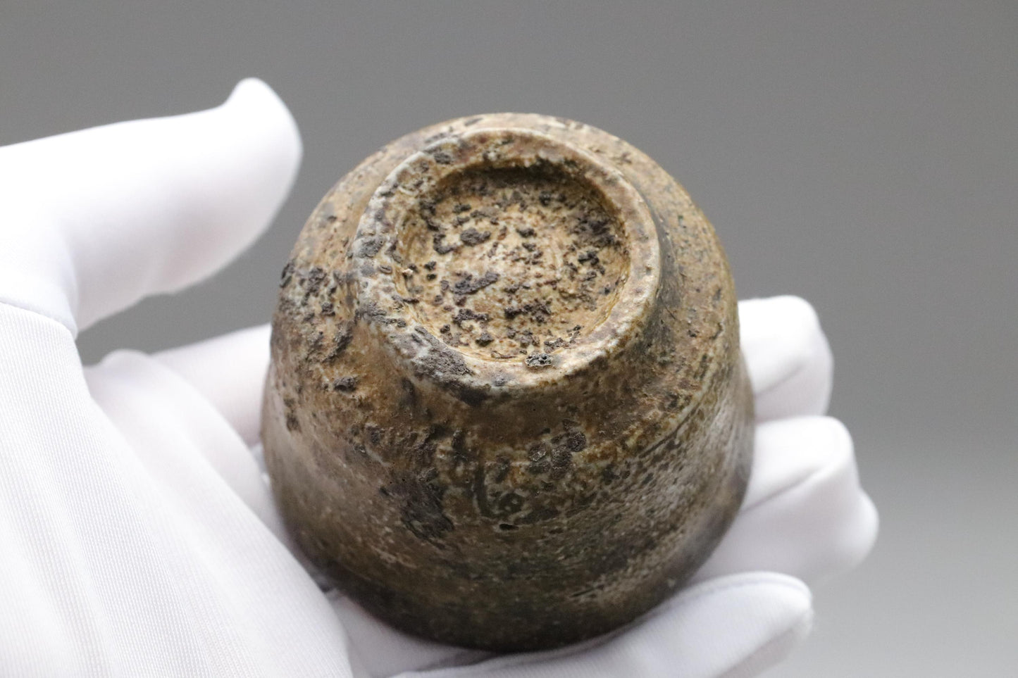 Bizen Sake Cup by Toju | Ash-Glazed Yakishime Ochoko with Signed Box | Wabi-Sabi Japanese Ceramic | Wood-Fired Shochu Sake Cup Vintage