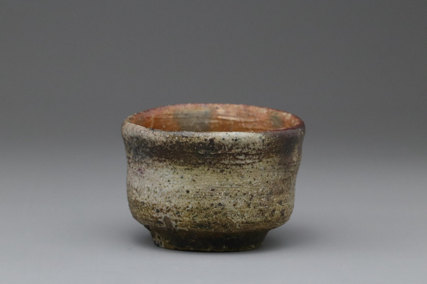Bizen Sake Cup by Toju | Ash-Glazed Yakishime Ochoko with Signed Box | Wabi-Sabi Japanese Ceramic | Wood-Fired Shochu Sake Cup Vintage