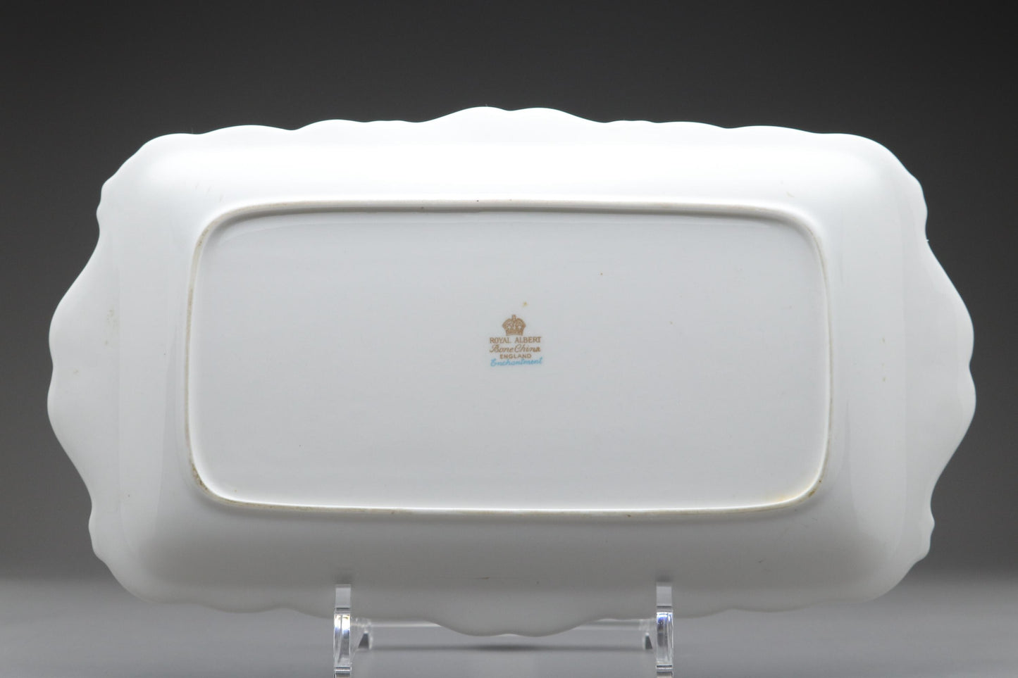 Royal Albert "Enchantment" Porcelain Serving Tray - Exquisite Vintage Blue Floral & Gold Handled Dish, English Bone China collectible