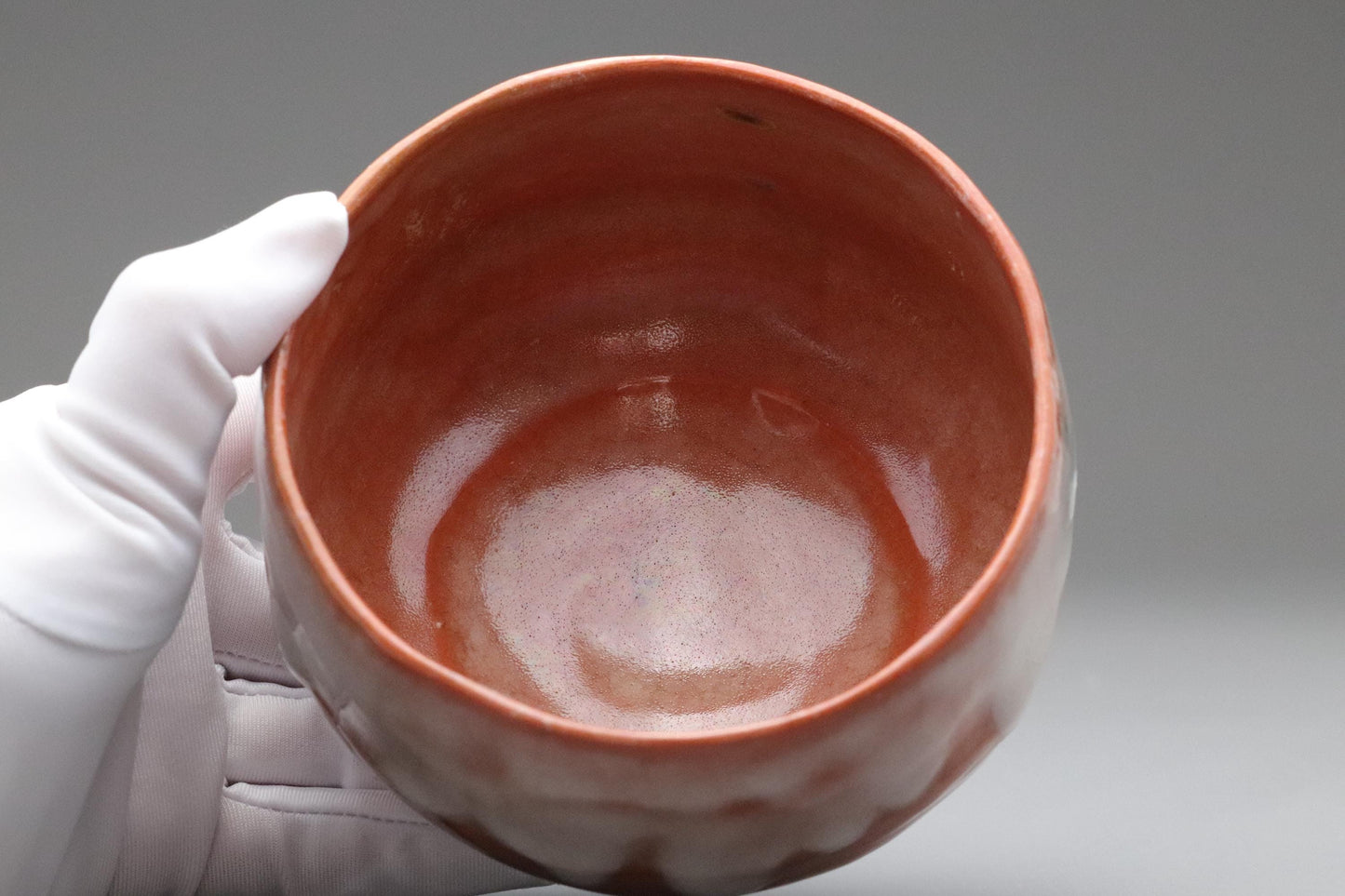 Raku Ware Matcha Chawan | Red & White Glazed Japanese Tea Bowl with Signed Box | Handmade Wabi-Sabi Pottery | Vintage Tea Ceremony Chawan