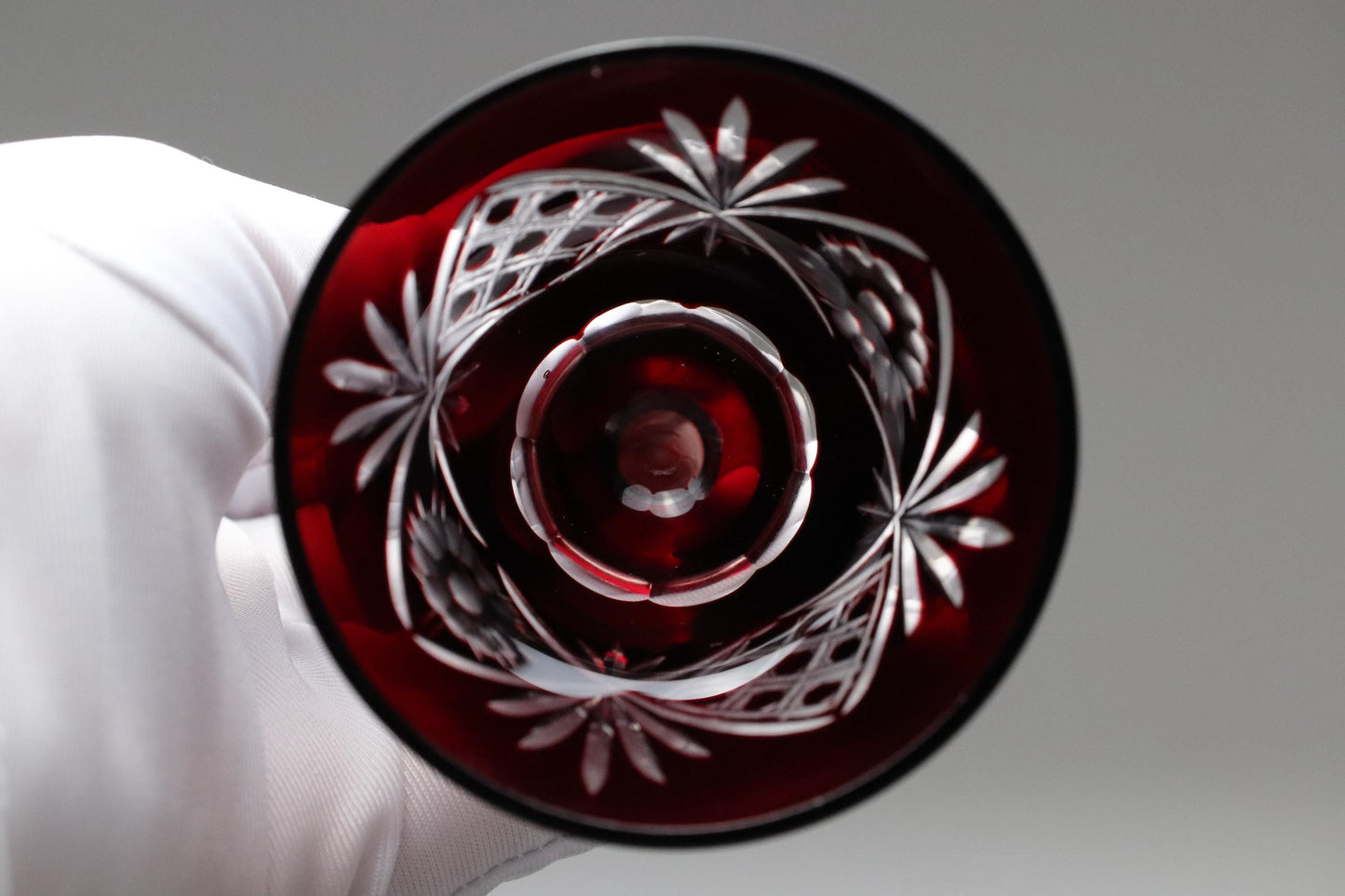 Japanese Cut Glass Goblets in Red and Blue – Edo-style Traditional Pattern Glassware – Elegant Drinkware for Whisky, Sake or Cocktails