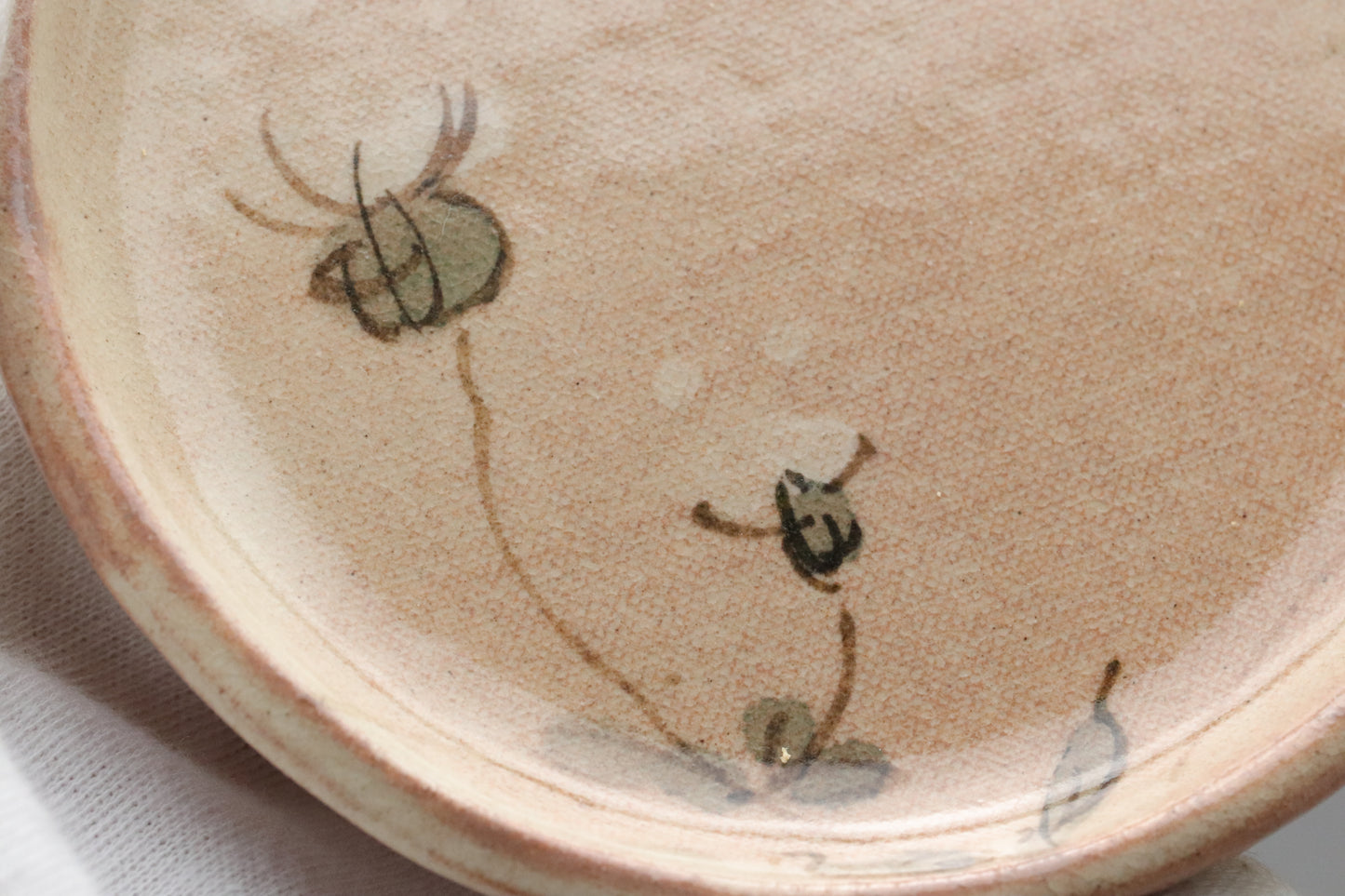 Japanese Hagi Ware Plates Set of 3 | Handpainted Wildflower Small Dishes | Ichiyansei Saito Sachiko | Meimeizara Wooden Box Tomobako Japan