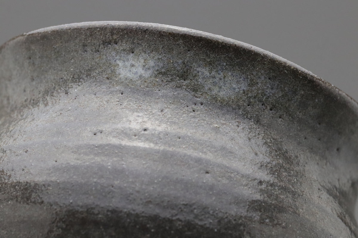 Vintage Japanese Pottery Mukozuke Bowl | Wabi Sabi Rustic Charcoal Gray Stoneware | Tea Ceremony Matcha Pot | Multiuse Art Dish 11cm Round