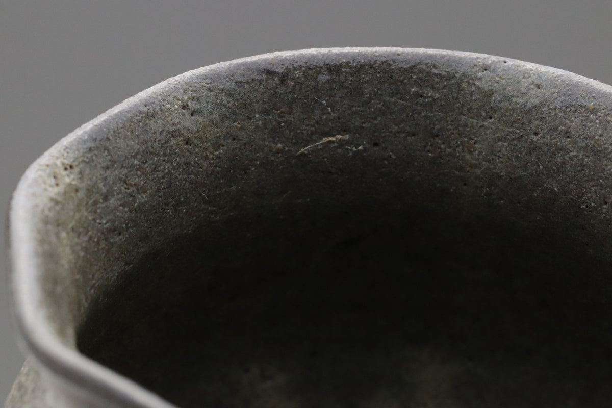 Vintage Japanese Pottery Mukozuke Bowl | Wabi Sabi Rustic Charcoal Gray Stoneware | Tea Ceremony Matcha Pot | Multiuse Art Dish 11cm Round