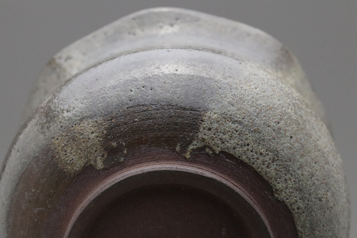 Vintage Japanese Pottery Mukozuke Bowl | Wabi Sabi Rustic Charcoal Gray Stoneware | Tea Ceremony Matcha Pot | Multiuse Art Dish 11cm Round
