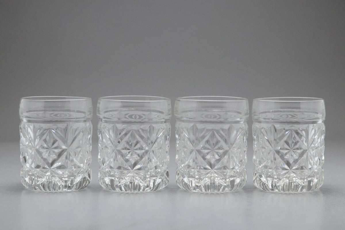 Vintage HOYA Crystal Glass Tumbler Set | Japanese Cut Crystal Lowball Whiskey Glasses | Luxury Drinkware Barware | Retro Cocktail Drinkwares