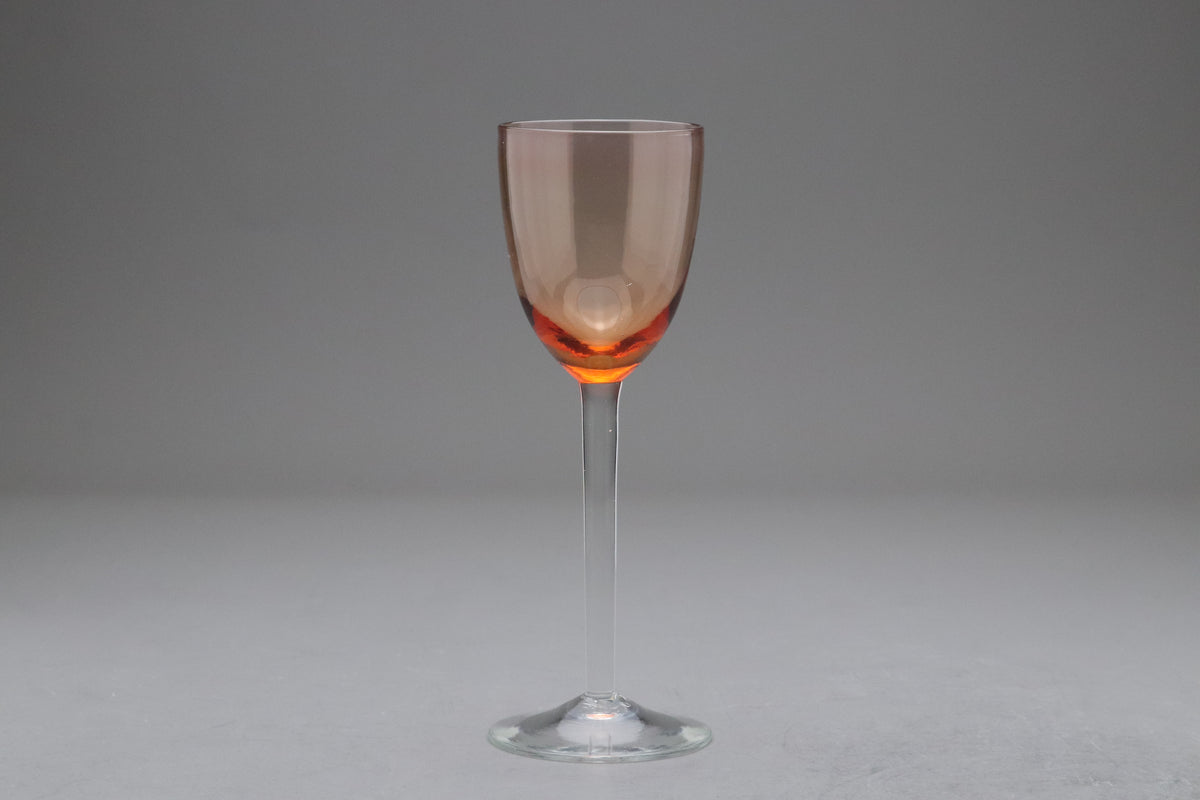 Vintage Pink Crystal Wine Glasses Set | Elegant Amber Stemware Goblets | Japanese Crystal Drinkware Barware | Retro Cocktail Glassware Style