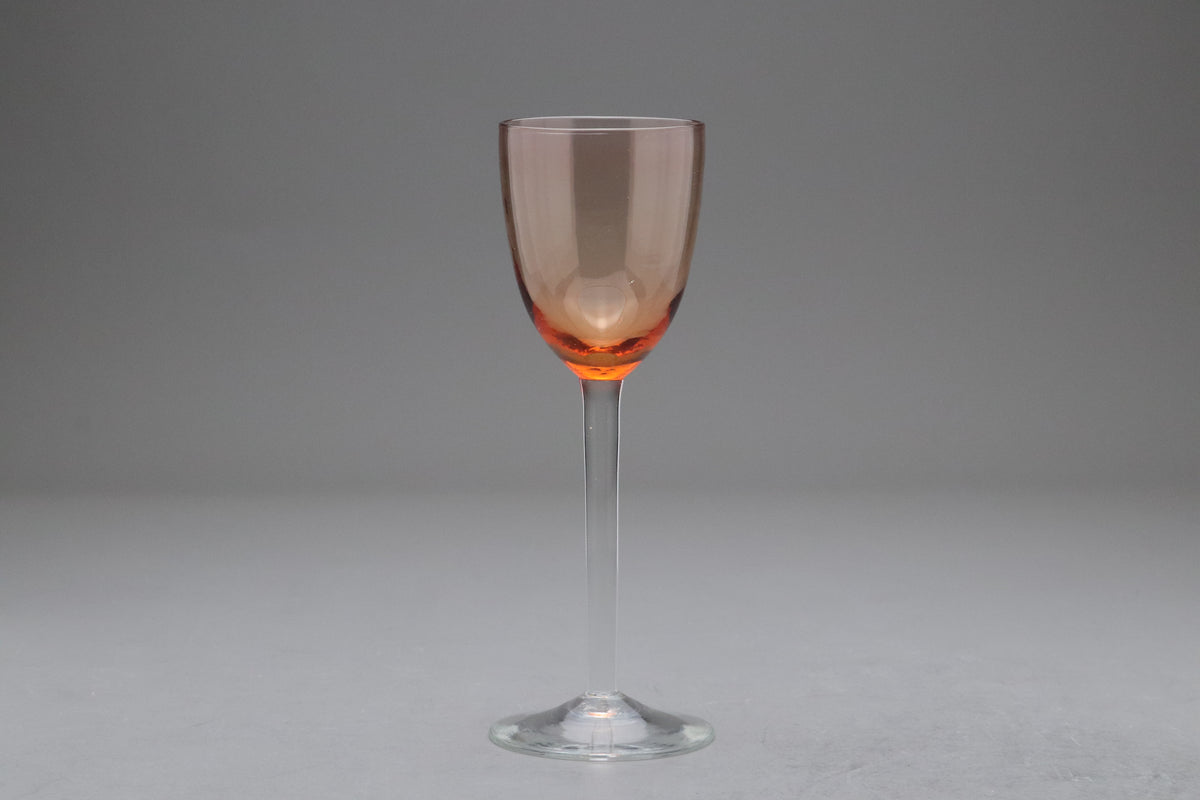 Vintage Pink Crystal Wine Glasses Set | Elegant Amber Stemware Goblets | Japanese Crystal Drinkware Barware | Retro Cocktail Glassware Style