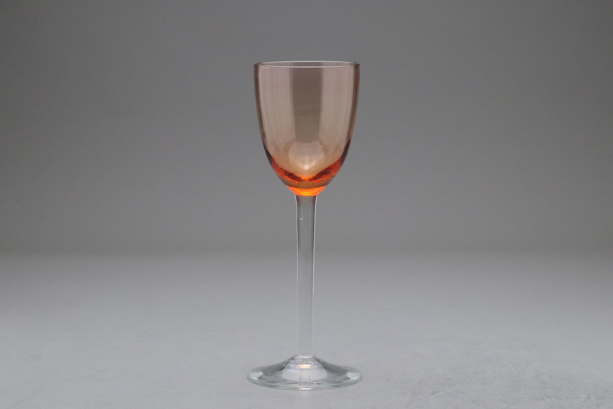 Vintage Pink Crystal Wine Glasses Set | Elegant Amber Stemware Goblets | Japanese Crystal Drinkware Barware | Retro Cocktail Glassware Style