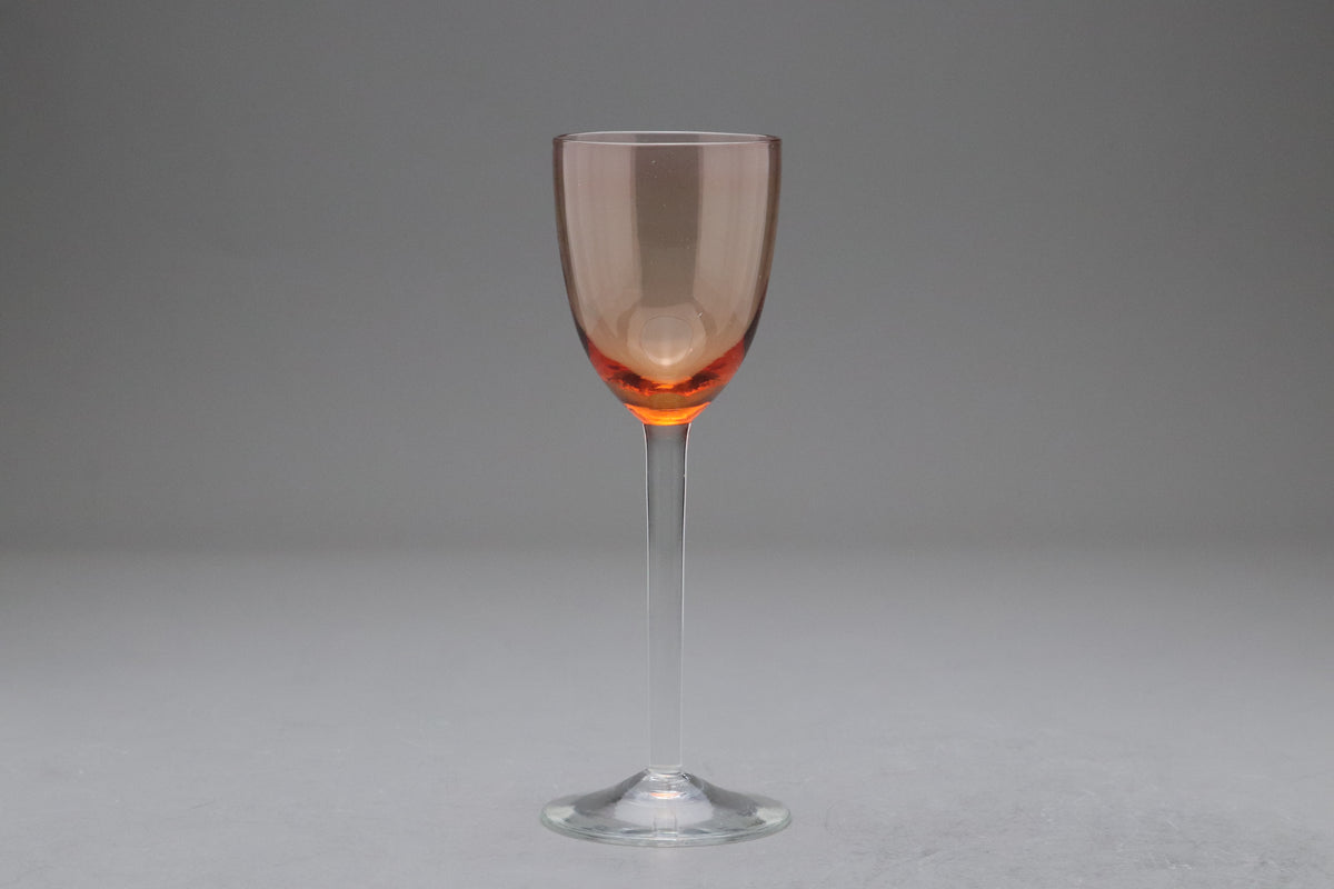 Vintage Pink Crystal Wine Glasses Set | Elegant Amber Stemware Goblets | Japanese Crystal Drinkware Barware | Retro Cocktail Glassware Style
