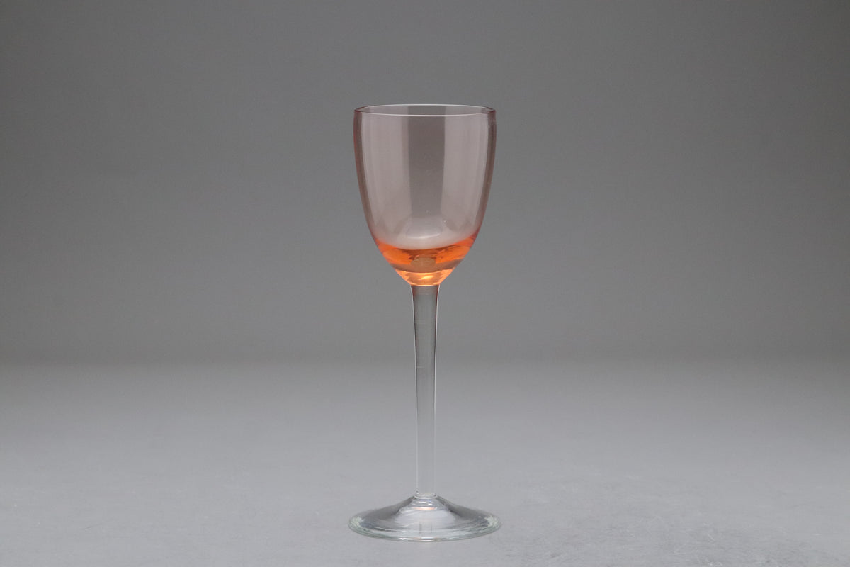 Vintage Pink Crystal Wine Glasses Set | Elegant Amber Stemware Goblets | Japanese Crystal Drinkware Barware | Retro Cocktail Glassware Style