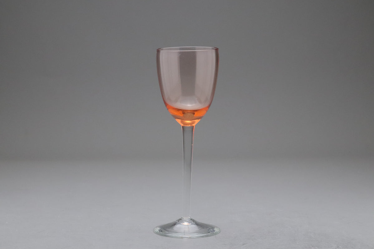 Vintage Pink Crystal Wine Glasses Set | Elegant Amber Stemware Goblets | Japanese Crystal Drinkware Barware | Retro Cocktail Glassware Style