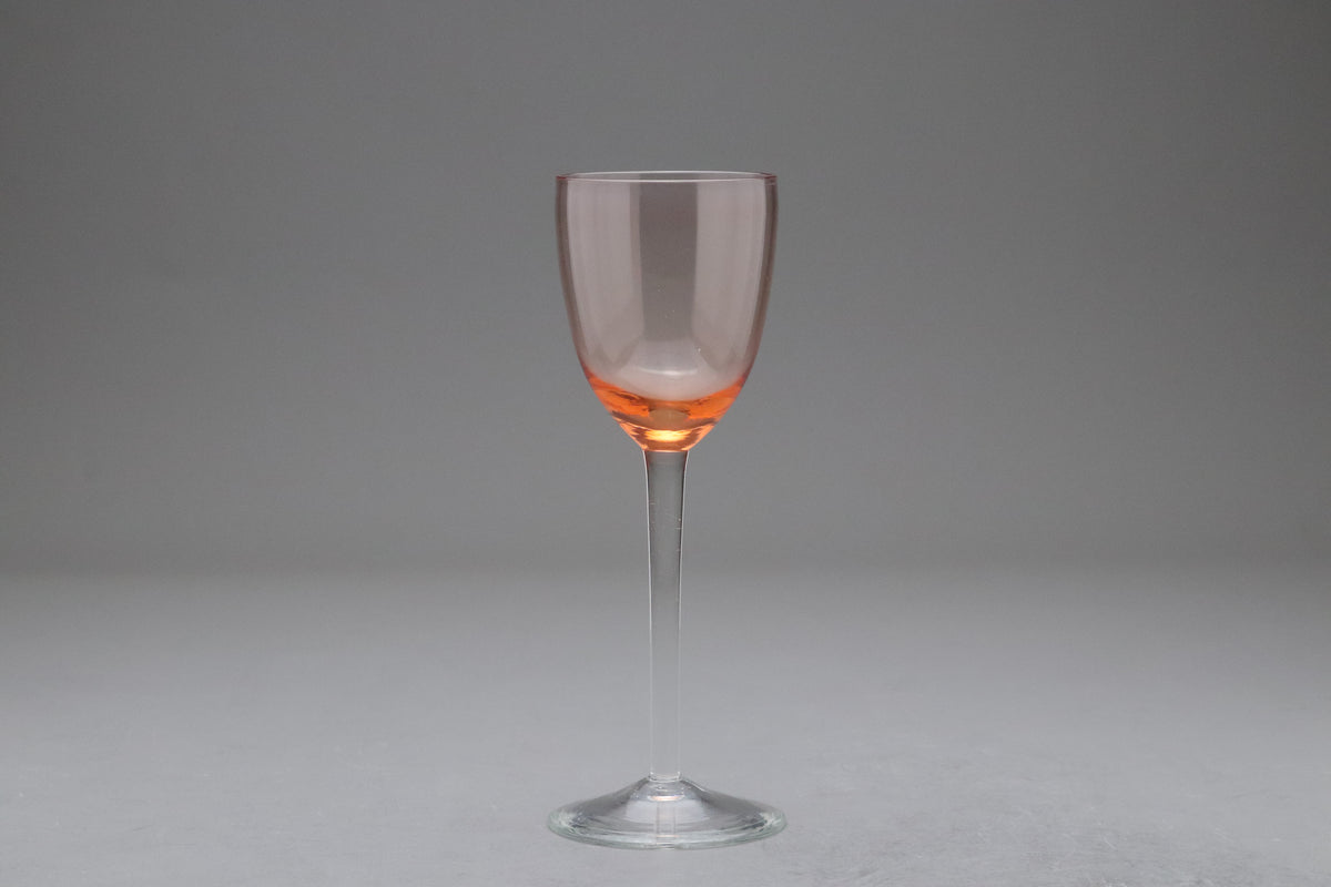 Vintage Pink Crystal Wine Glasses Set | Elegant Amber Stemware Goblets | Japanese Crystal Drinkware Barware | Retro Cocktail Glassware Style
