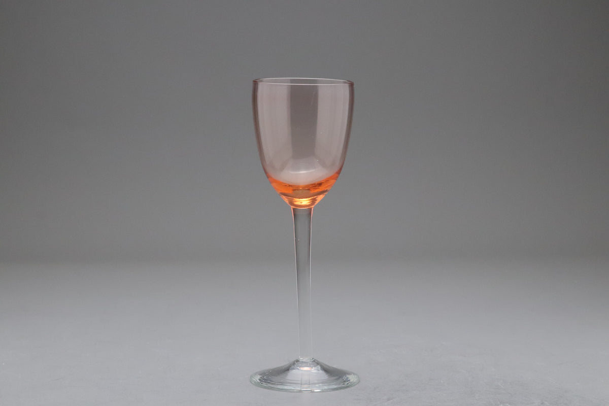 Vintage Pink Crystal Wine Glasses Set | Elegant Amber Stemware Goblets | Japanese Crystal Drinkware Barware | Retro Cocktail Glassware Style