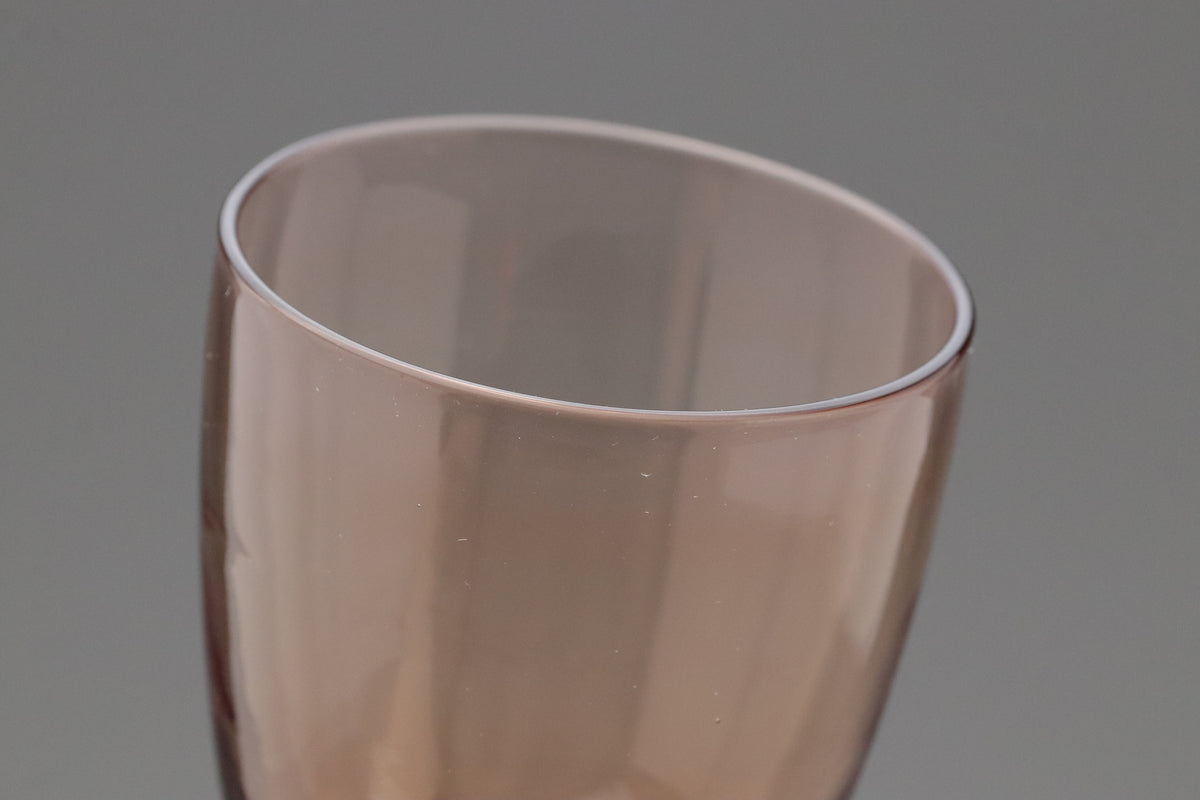 Vintage Pink Crystal Wine Glasses Set | Elegant Amber Stemware Goblets | Japanese Crystal Drinkware Barware | Retro Cocktail Glassware Style
