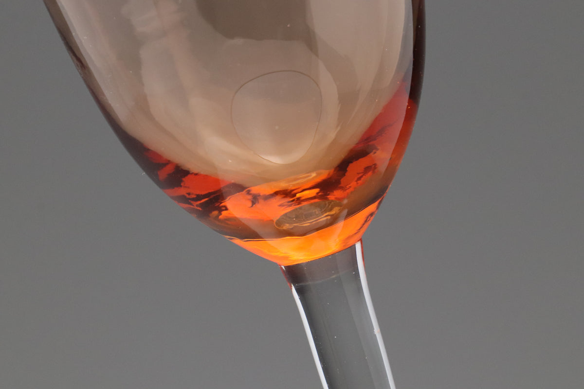 Vintage Pink Crystal Wine Glasses Set | Elegant Amber Stemware Goblets | Japanese Crystal Drinkware Barware | Retro Cocktail Glassware Style