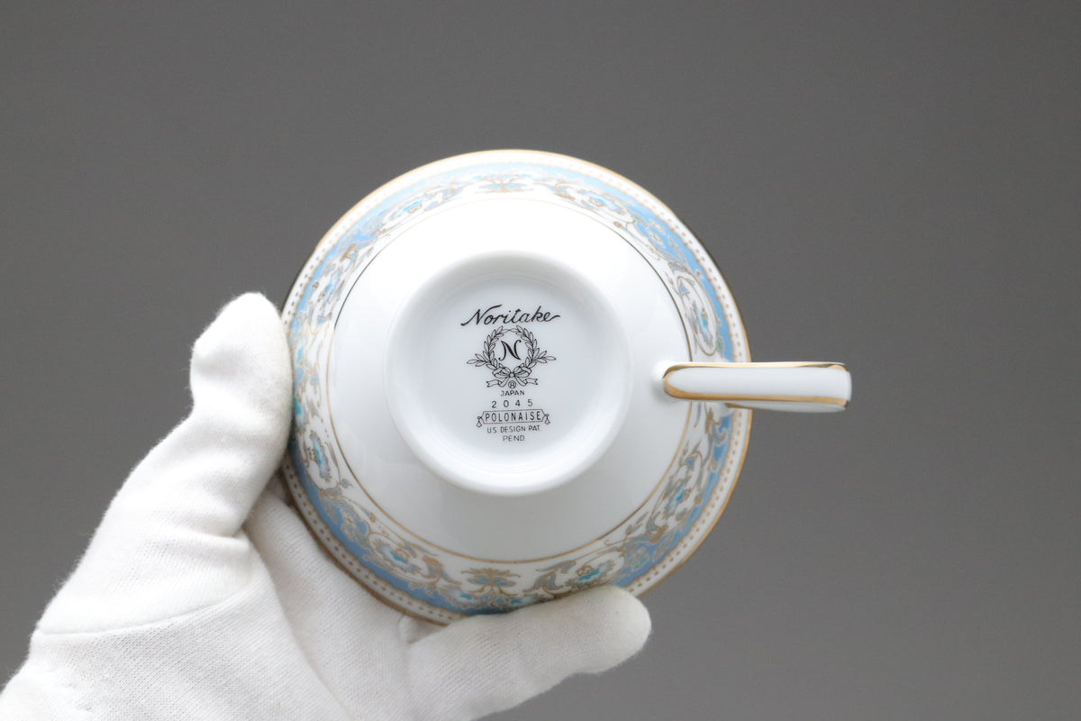 Vintage Noritake Polonaise Tea Set | Set of 6 Trio Cups Saucers Plates | Blue Gold Porcelain Dinnerware | Japanese Retro Dessert ServerArts