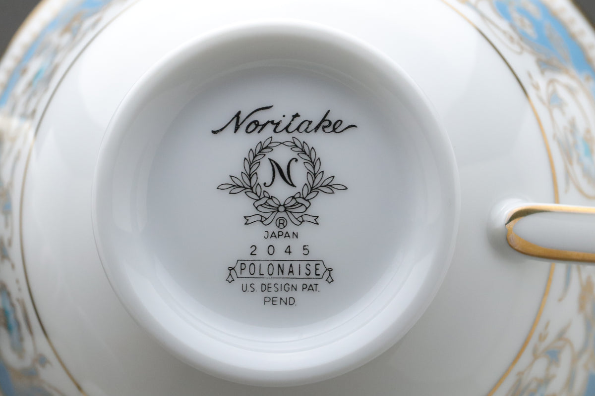 Vintage Noritake Polonaise Tea Set | Set of 6 Trio Cups Saucers Plates | Blue Gold Porcelain Dinnerware | Japanese Retro Dessert ServerArts