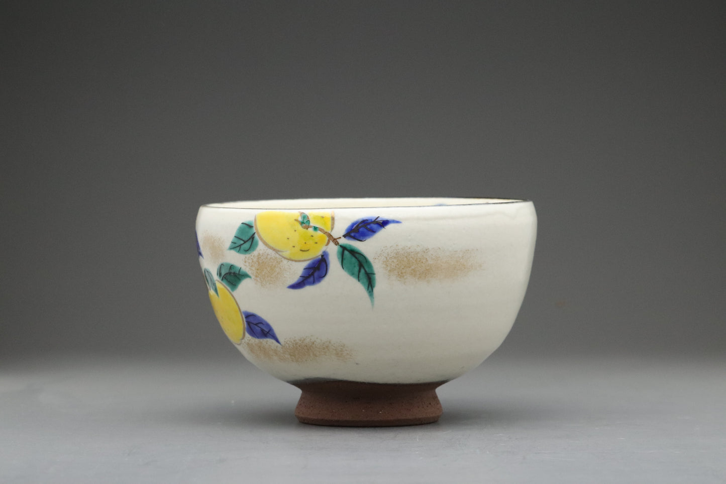 Japanese Mino Ware Matcha Bowl | Hand-Painted Ceramic Chawan w/ Yuzu Design | Authentic Tea Bowl for Daily Tea Rituals & Tea Lovers Art Gift