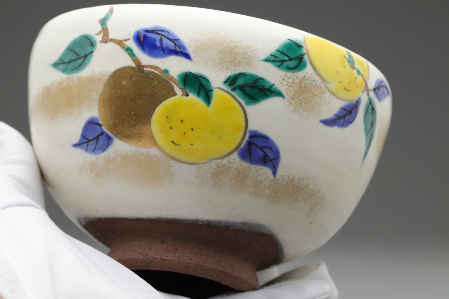 Japanese Mino Ware Matcha Bowl | Hand-Painted Ceramic Chawan w/ Yuzu Design | Authentic Tea Bowl for Daily Tea Rituals & Tea Lovers Art Gift