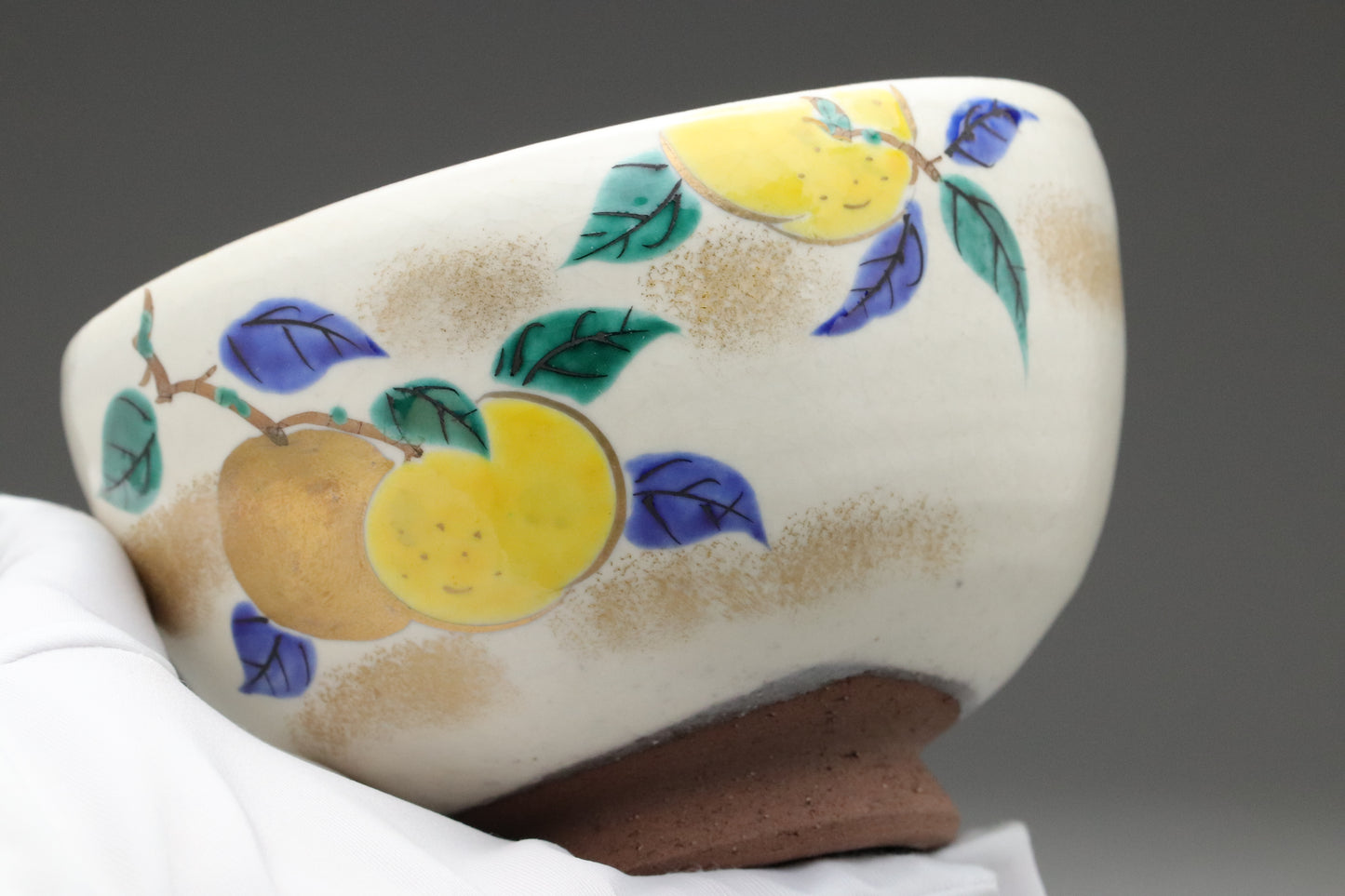 Japanese Mino Ware Matcha Bowl | Hand-Painted Ceramic Chawan w/ Yuzu Design | Authentic Tea Bowl for Daily Tea Rituals & Tea Lovers Art Gift