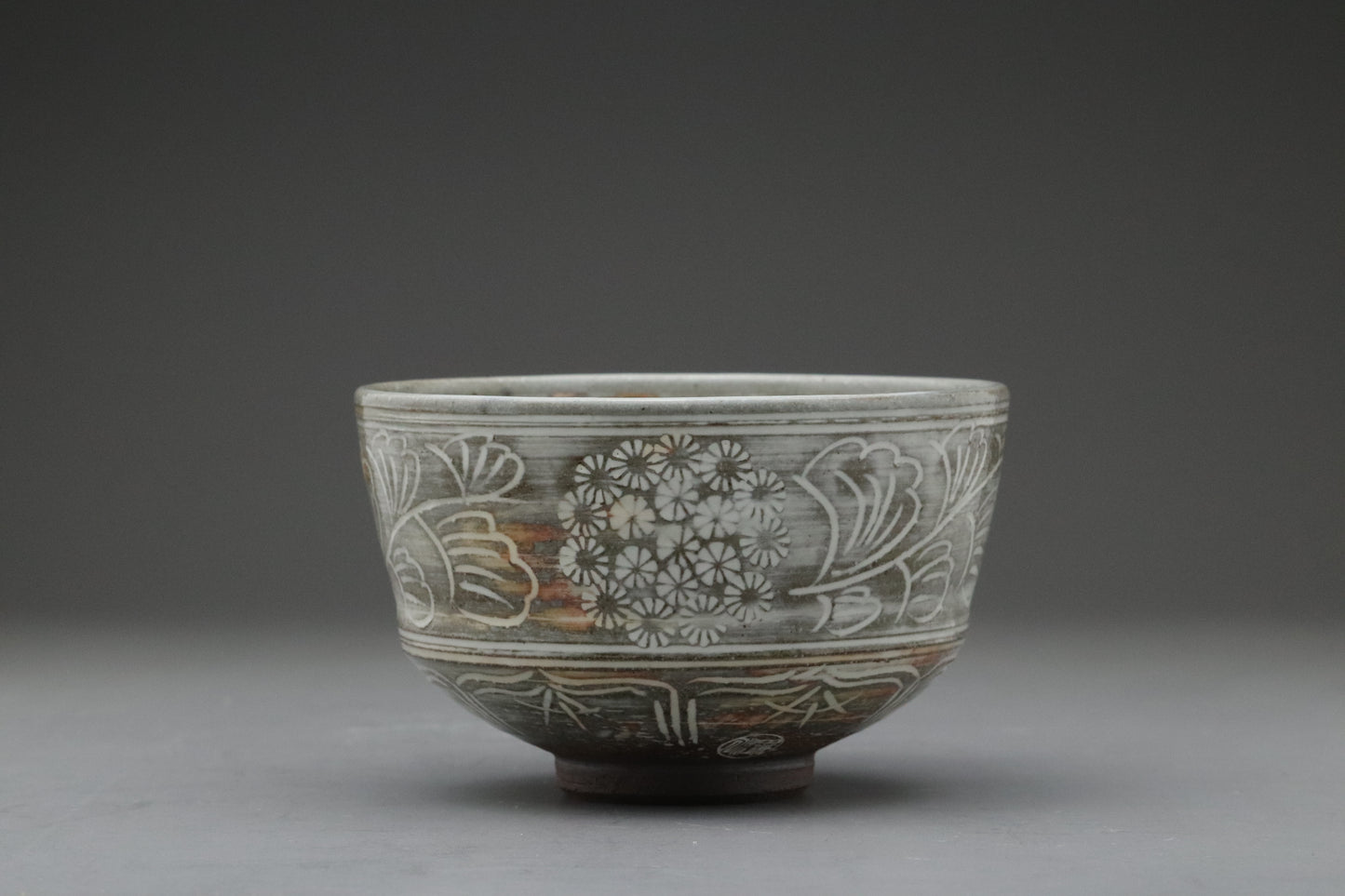 Kiyomizu-yaki Art Bowl | Handcrafted Japanese Ceramic Display Piece | Mishima Chrysanthemum Decor | Authentic Kyoto Pottery Collector Gift