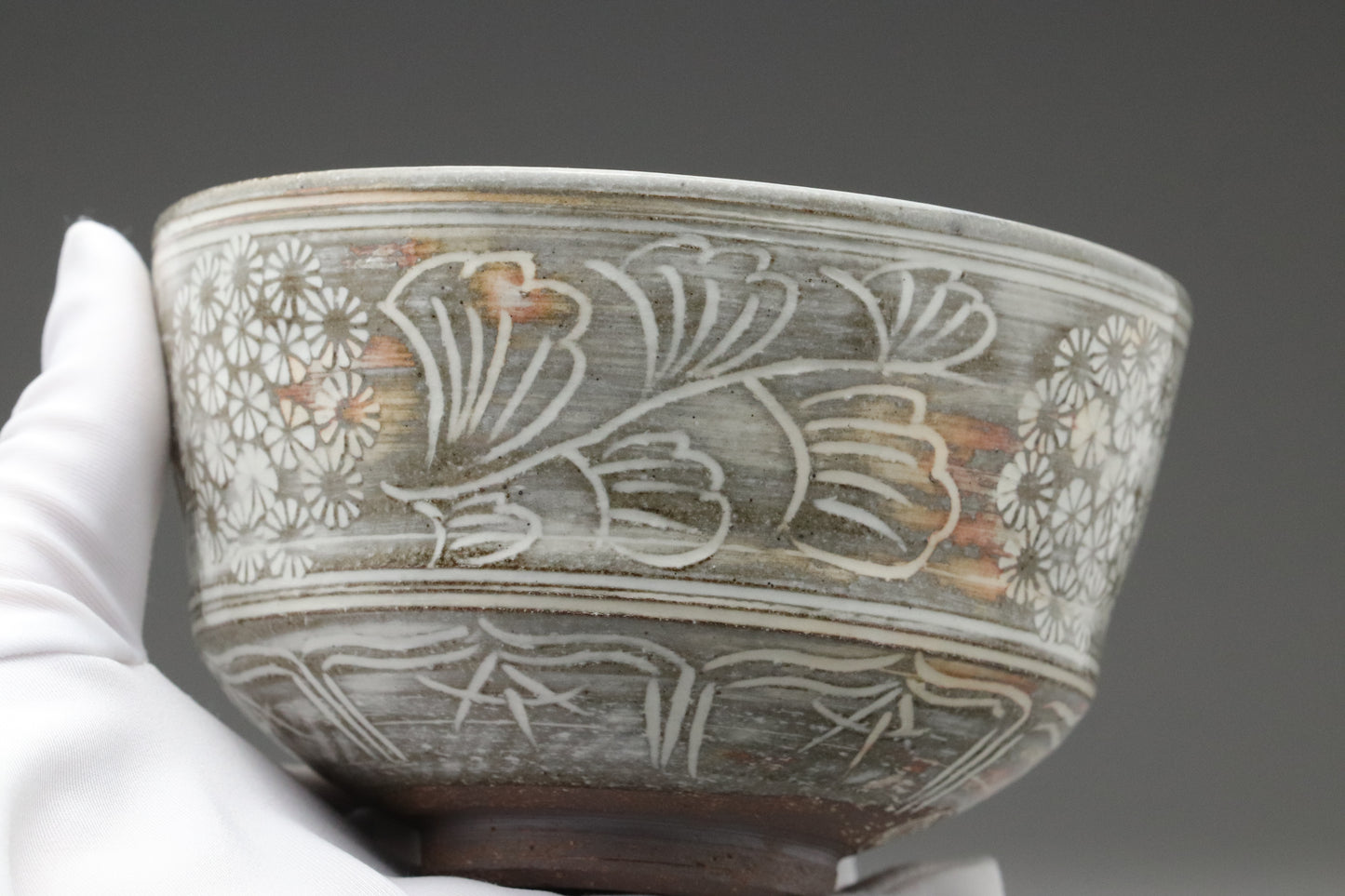 Kiyomizu-yaki Art Bowl | Handcrafted Japanese Ceramic Display Piece | Mishima Chrysanthemum Decor | Authentic Kyoto Pottery Collector Gift