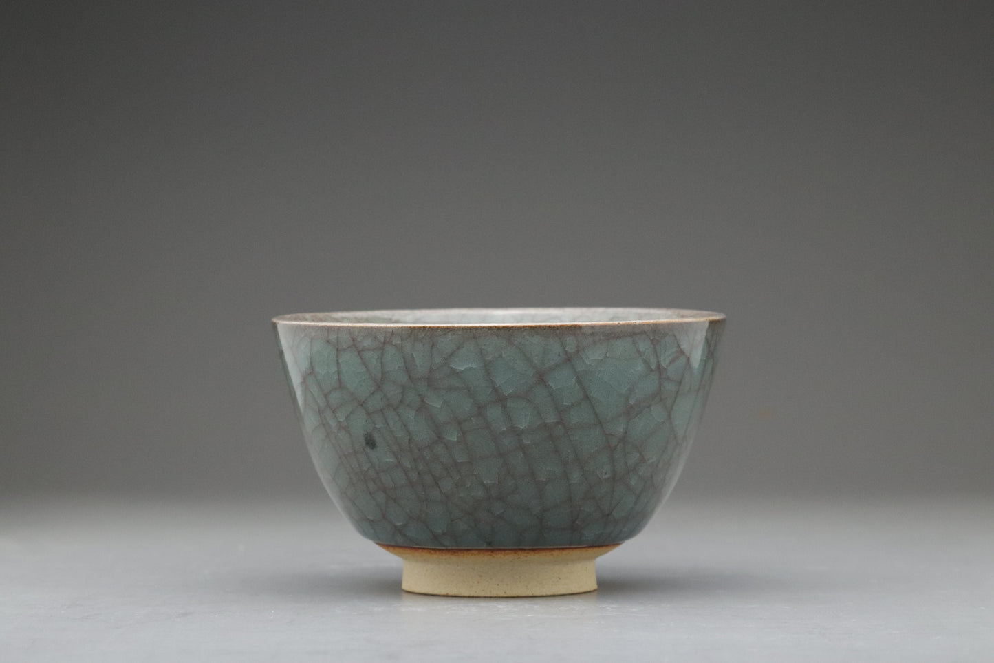 Decorative Japanese Chawan Art Piece | Deep Blue-Green Crackle Glaze Ceramics | Authentic Wabi-Sabi Stoneware for Elegant Home Decor & Displ