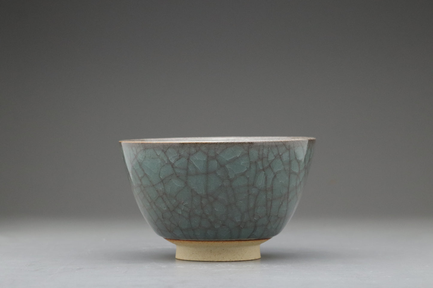 Decorative Japanese Chawan Art Piece | Deep Blue-Green Crackle Glaze Ceramics | Authentic Wabi-Sabi Stoneware for Elegant Home Decor & Displ