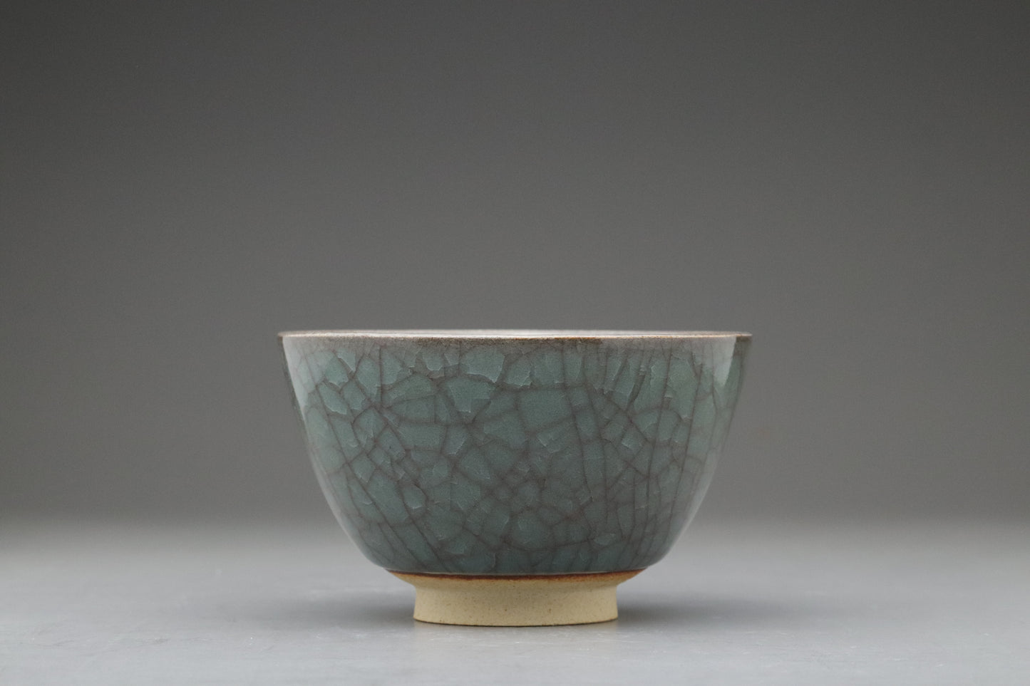 Decorative Japanese Chawan Art Piece | Deep Blue-Green Crackle Glaze Ceramics | Authentic Wabi-Sabi Stoneware for Elegant Home Decor & Displ
