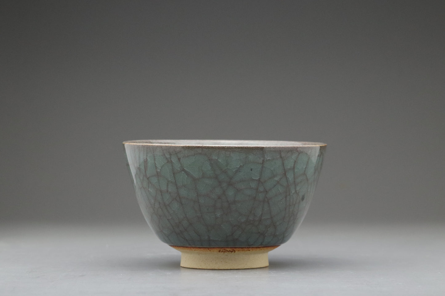 Decorative Japanese Chawan Art Piece | Deep Blue-Green Crackle Glaze Ceramics | Authentic Wabi-Sabi Stoneware for Elegant Home Decor & Displ