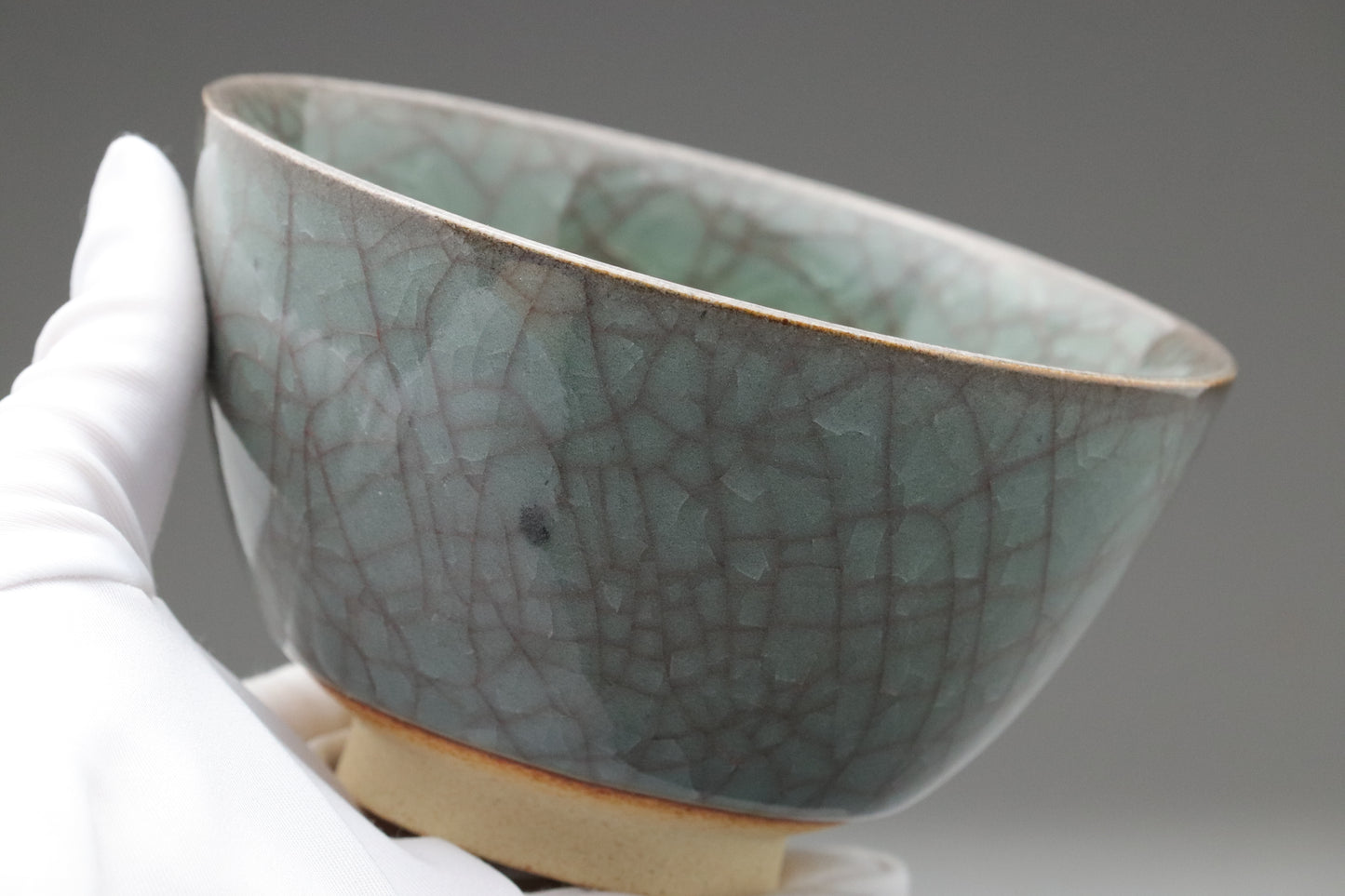 Decorative Japanese Chawan Art Piece | Deep Blue-Green Crackle Glaze Ceramics | Authentic Wabi-Sabi Stoneware for Elegant Home Decor & Displ