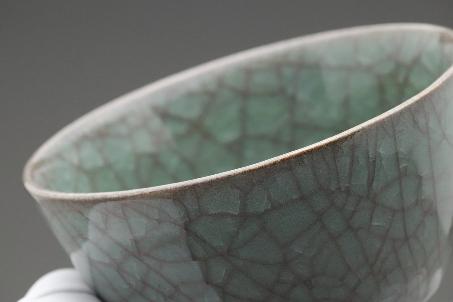 Decorative Japanese Chawan Art Piece | Deep Blue-Green Crackle Glaze Ceramics | Authentic Wabi-Sabi Stoneware for Elegant Home Decor & Displ