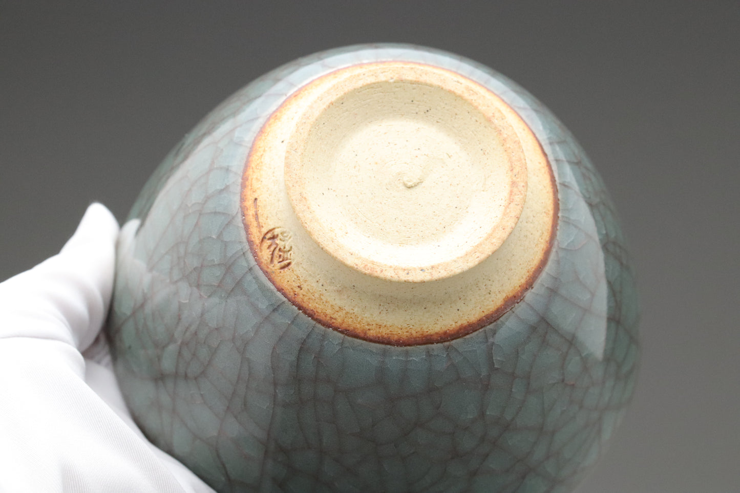Decorative Japanese Chawan Art Piece | Deep Blue-Green Crackle Glaze Ceramics | Authentic Wabi-Sabi Stoneware for Elegant Home Decor & Displ