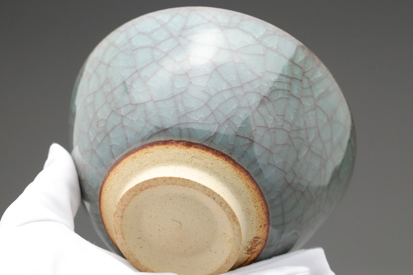 Decorative Japanese Chawan Art Piece | Deep Blue-Green Crackle Glaze Ceramics | Authentic Wabi-Sabi Stoneware for Elegant Home Decor & Displ