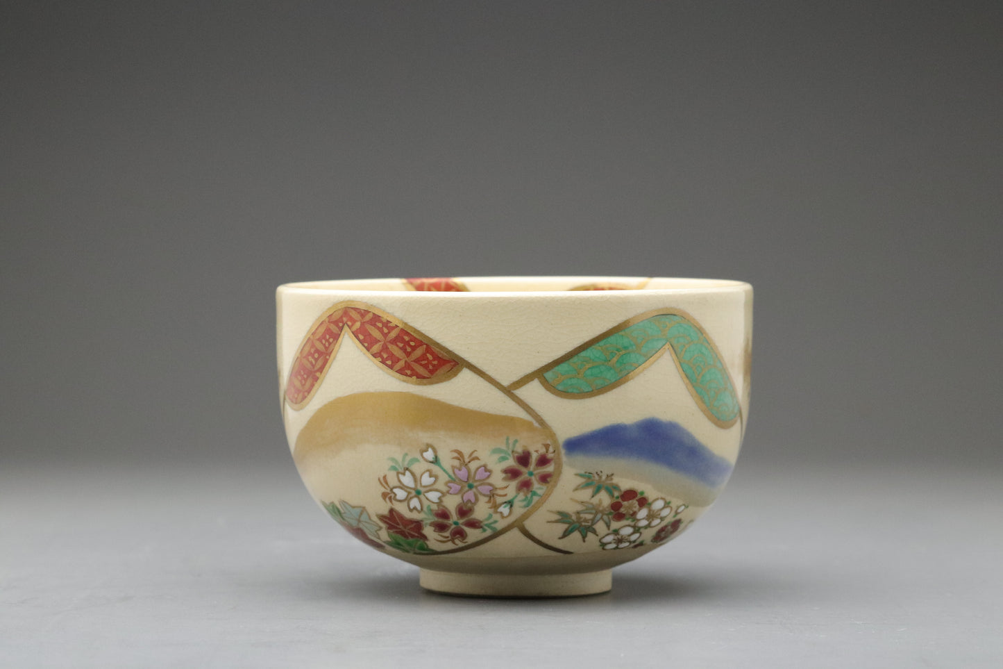 Japanese Matcha Chawan w/ Hand-Painted Design | Authentic Kyo Ware Tea Bowl for Traditional Tea Ceremony | Japanese Artful & Unique Gift for