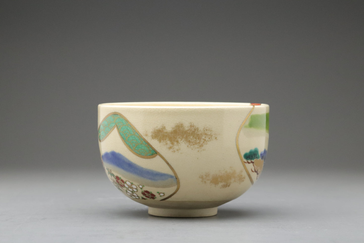 Japanese Matcha Chawan w/ Hand-Painted Design | Authentic Kyo Ware Tea Bowl for Traditional Tea Ceremony | Japanese Artful & Unique Gift for